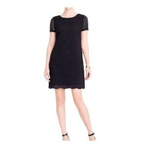 J‎ Crew Black Lace Scalloped Hem Sheath Dress Size 0